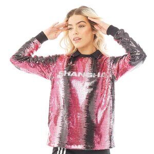adidas Originals Womens Sequin Football Jersey Multi Coloured/Light Pink Colour